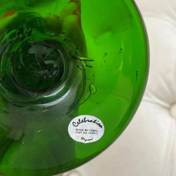 Handmade Blown Glass Flower Bud Vase Sunflower And Stems 10" Tall - Picture 4 of 5